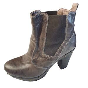 Nero Giadrini Ankle Boots Studded Leather Brown Platform Size 5